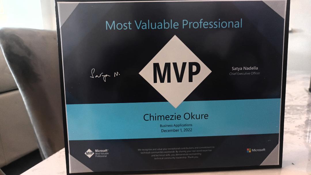 ChimeD365's tweet image. #MVPbuzz
I received my Microsoft MVP (Most Valuable Professional) Award for Business Applications. It now feels so real. 
I am super grateful. Thank you everyone in this amazing community #MSBizApps

#powerplatform #dynamics365 #poweraddicts #MSDyn365 #msdynamics365