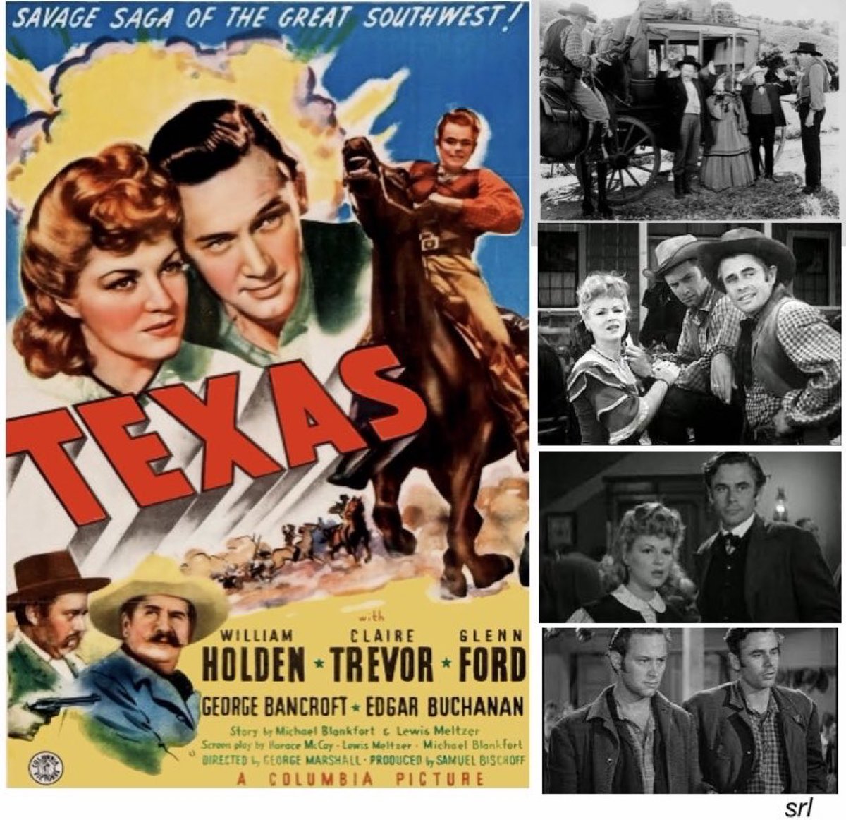 SaveRedlandLibr's tweet photo. 3:05pm TODAY on @TalkingPicsTV   #SaddleUp

The 1941 #Western film🎥 “Texas” directed by #GeorgeMarshall from a screenplay by #HoraceMcCoy #MichaelBlankfort &amp; #LewisMeltzer

🌟#WilliamHolden #GlennFord #ClaireTrevor #GeorgeBancroft #EdgarBuchanan #DonBeddoe https://t.co/DTbehUbNEn