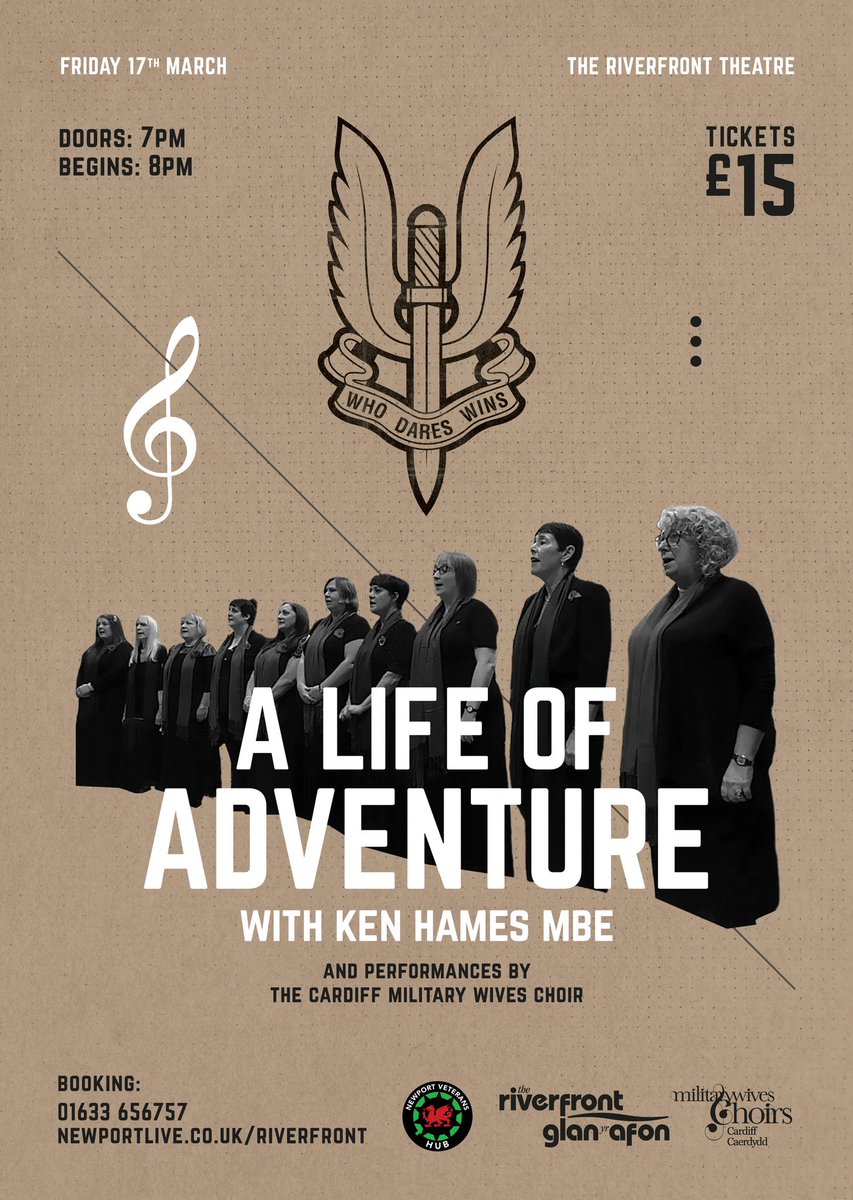 “A Life of Adventure with Ken Hames MBE”supported by Cardiff Military Wives Choir.

Come and join us for an evening of entertainment, tickets are now available would make an ideal Christmas present for Loved ones this Christmas 🇬🇧 <a href="/cardiffmwchoir/">Cardiff Military Wives Choir Caerdydd</a>
