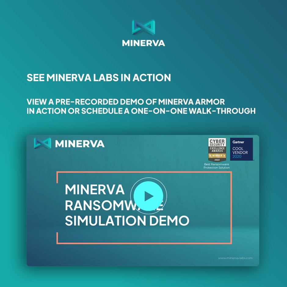 Want to see How Minerva Armor's #RansomwareProtection stops attacks before they even start? 

You can now see Minerva Armor in action through either a pre-recorded demo or easily schedule a live tailored demonstration

Just visit here: minerva-labs.com/demo-request/?…