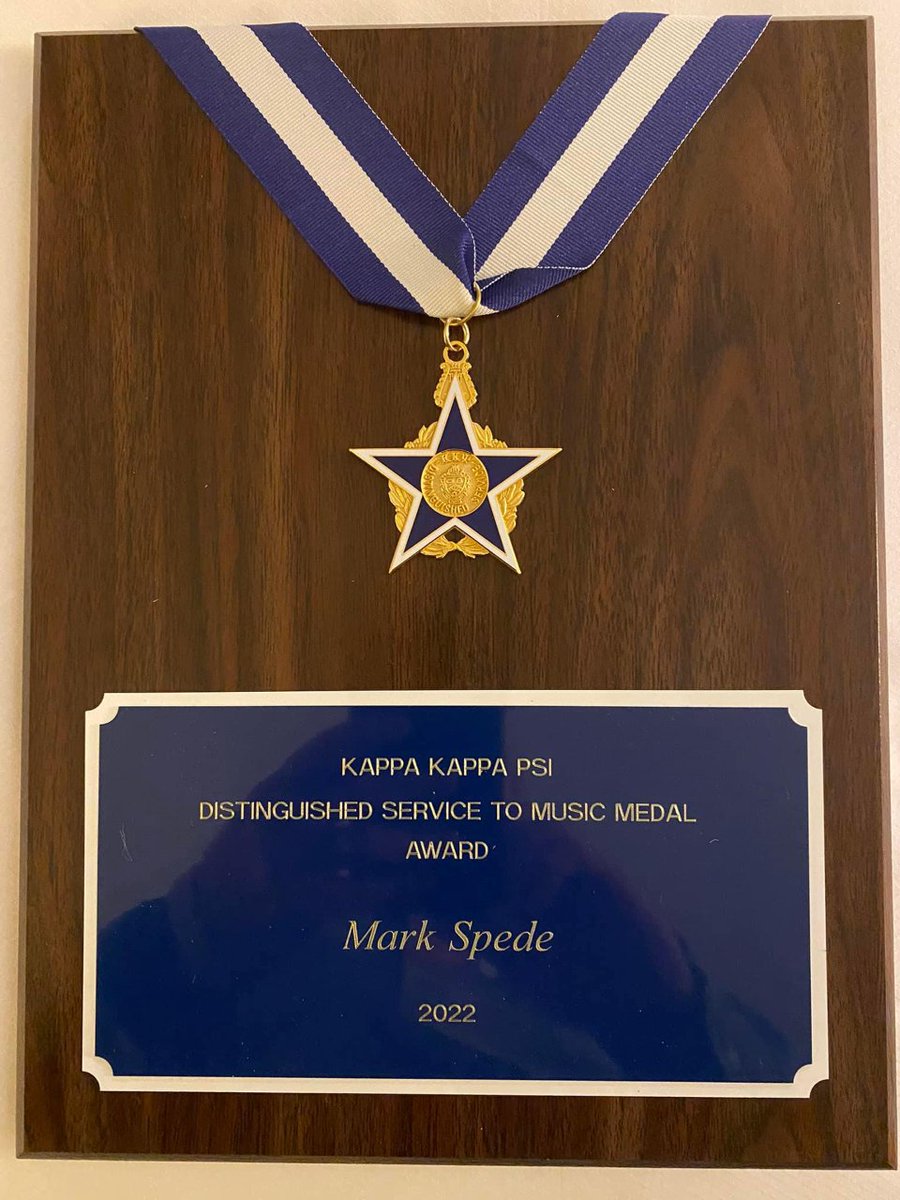 Congratulations to Director of Bands Mark Spede, who received the highest award given by Kappa Kappa Psi, the Distinguished Service to Music Medal Award.