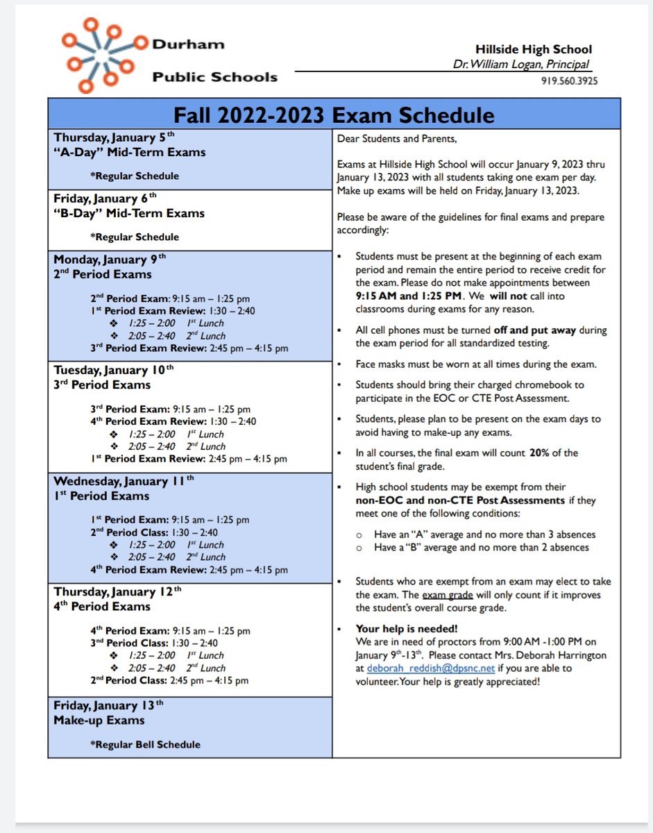 Hillside High School (@hillsidehs) on Twitter photo Important exam week information!¡información importante sobre los exámenes! Enjoy your holiday! Important exam week information!¡información importante sobre los exámenes! Enjoy your holiday!