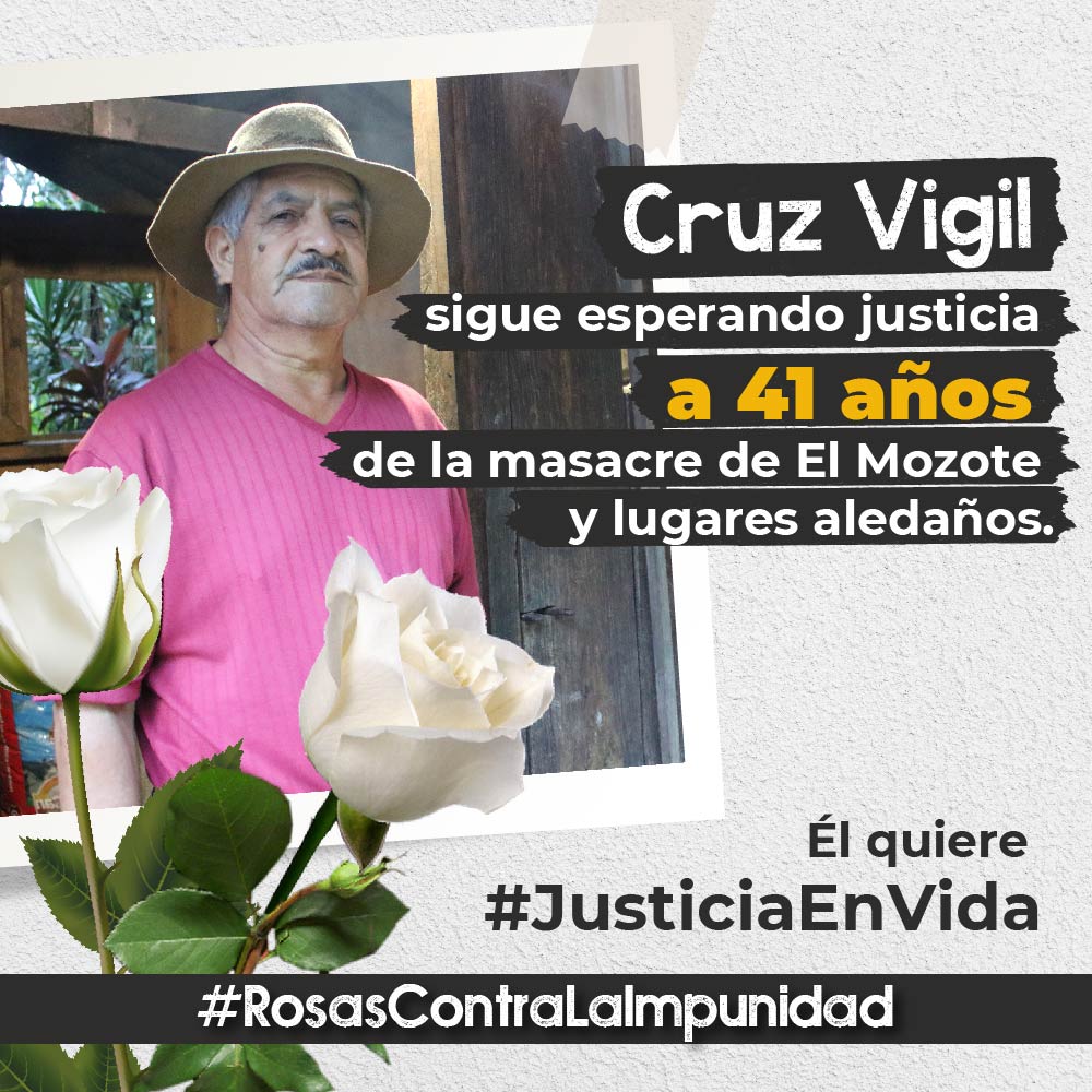 ProbusquedaSV's tweet photo. #RosasContraLaImpunidad | ¿Cuánto tiempo más deben esperar las víctimas para tener justicia? Hoy se cumplen 41 años de la masacre de El Mozote y lugares aledaños y los familiares y víctimas aún esperan justicia. #JusticiaEnVida https://t.co/FwthYp5JMM