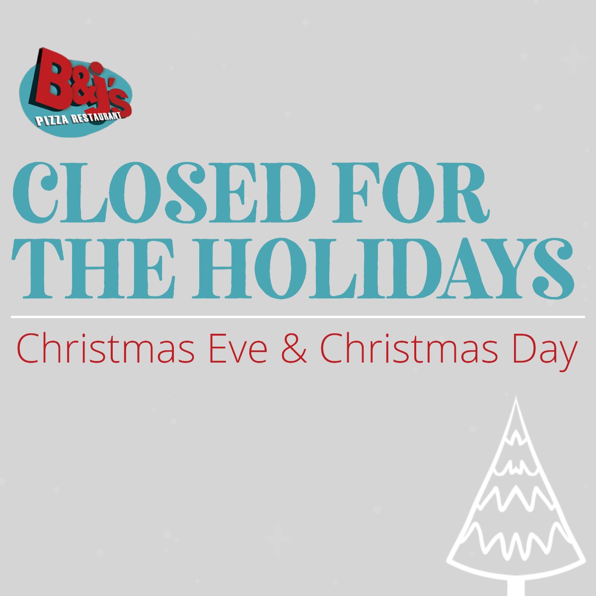 BJsPizzaBrewPub's tweet photo. We'll be closed on Christmas Eve and Christmas Day, so come see us this week before the holidays! https://t.co/EhIKnRtf9w