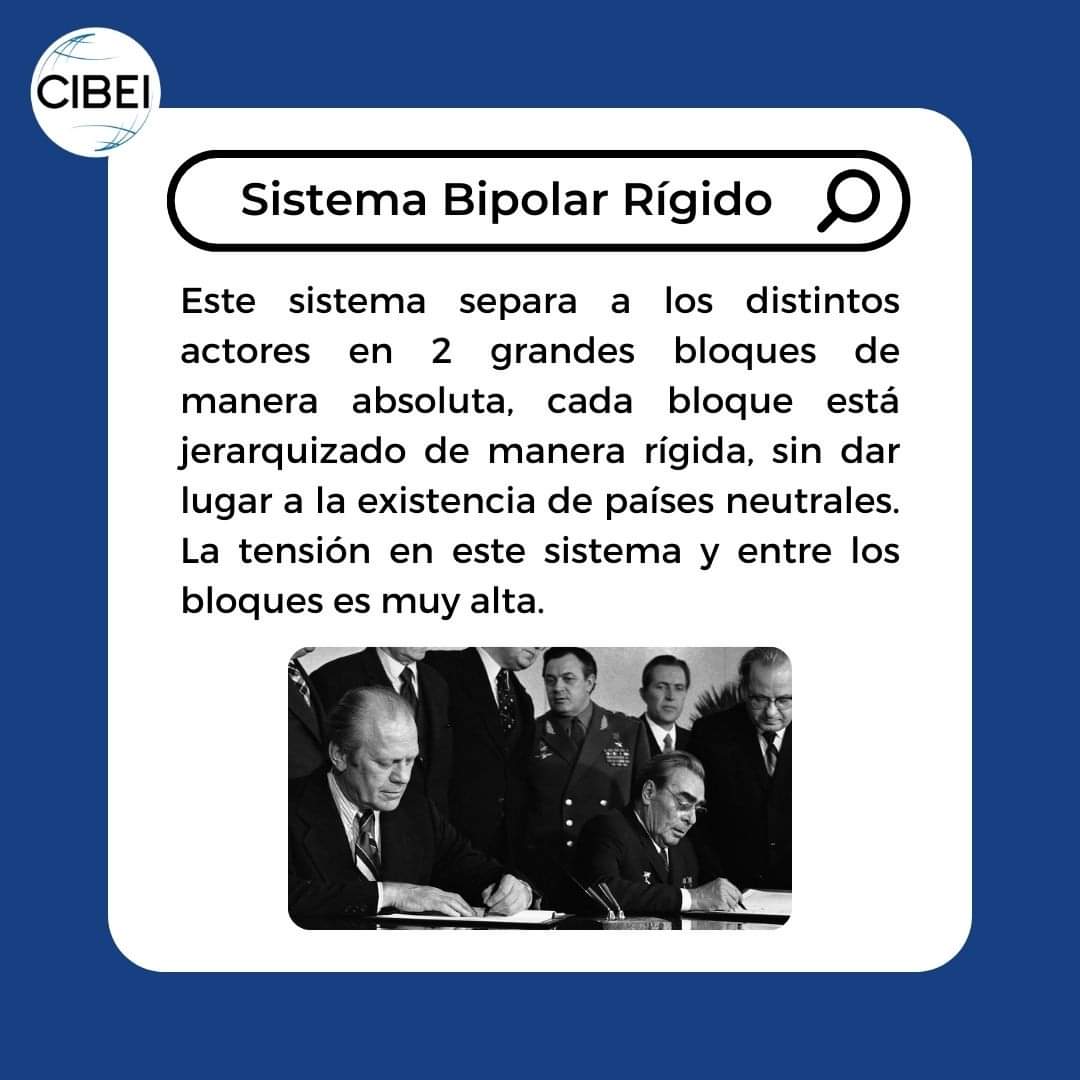 FormacionCIBEI's tweet photo. 📣 Sistema Bipolar Rígido.
Este sistema se caracteriza por tener 2 grandes bloques jerarquizados de manera absoluta.
📌 Cuéntanos que ejemplos de Sistema Bipolar Rígido conoces.
#Kaplan #MortonKaplan #Sistemas #Modelo #ModeloInternacional #Bipolar #BipolarRigido #Rigido #RRII https://t.co/LTxFKd72Jv
