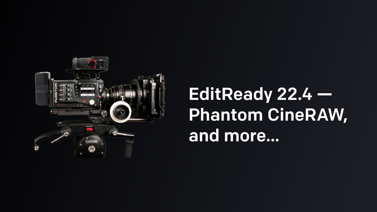 hedgeforvideo's tweet image. EditReady 22.4 has arrived and it’s full of goodies:

✨ Timecode generation
✨ RED anamorphic support
✨ Improved ARRIRAW playback and transcodes

PLUS ✨ Phantom CineRAW with the new EditReady Pro 😱 

Read the blog to learn more 👉 bit.ly/3YFeQi1