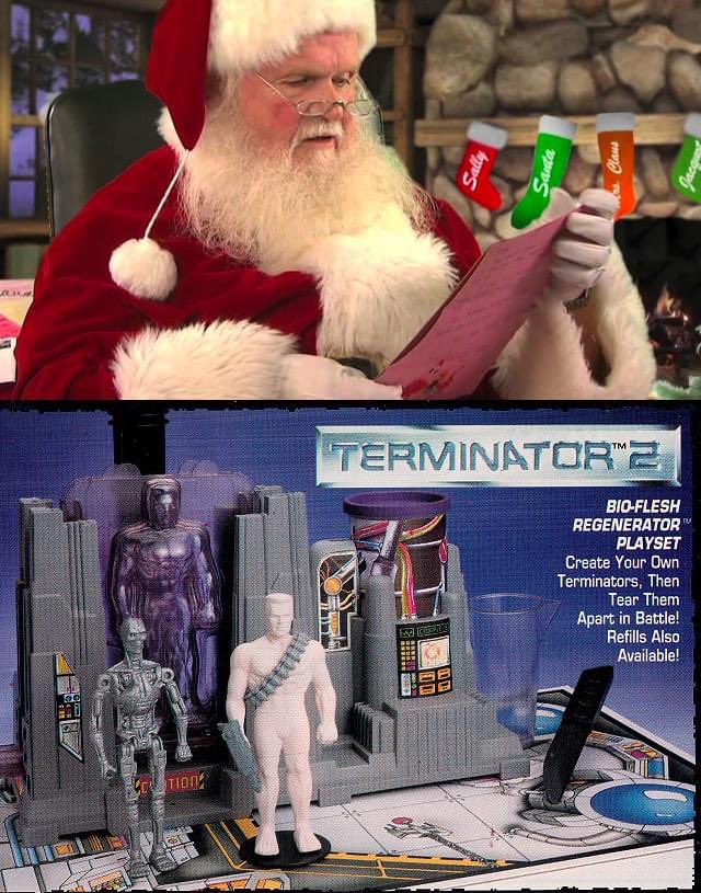 Santa reading letters in 1991: 'Wtf is a Terminator 2 Bio-Flesh Regenerator?'