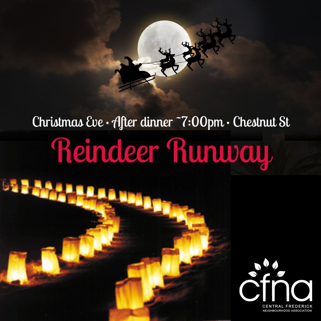 Reindeer Runway is back this year! We'll be lighting up Chestnut St with over 300 candles to create a runway for Santa’s reindeer and sleigh on Christmas Eve, and we are collecting donations for the <a href="/FoodBankWatReg/">The Food Bank of Waterloo Region</a> More details here centralfrederick.org/reindeer-runwa…