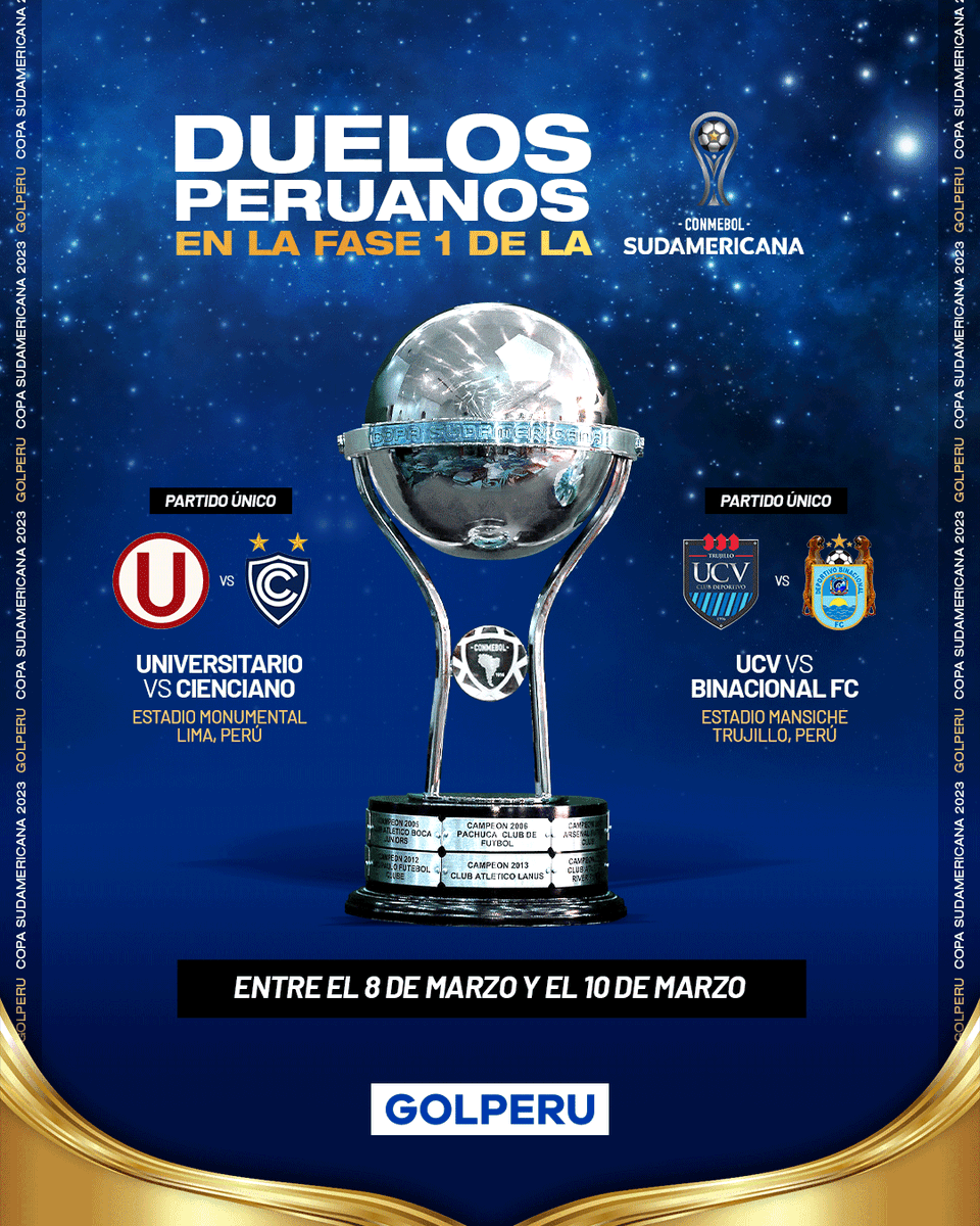 GOLPERUoficial's tweet photo. 🚨 #ÚLTIMOMINUTO ¡EMPIEZA EL SUEÑO INTERNACIONAL! Clasificados 4 equipos de la #LIGA1BETSSONXGOLPERU 🏆🇵🇪 a la Copa Sudamericana ⚽, estos son los cruces que sostendrán a partido único 🔥. https://t.co/OybLG6Tb64