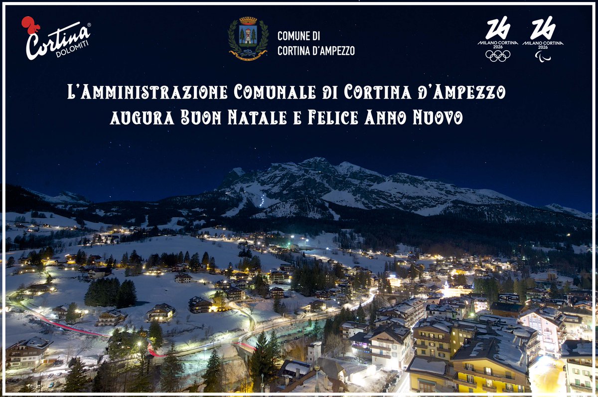 L'Amministrazione Comunale di Cortina d'Ampezzo Augura Buon Natale e Felice Anno