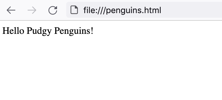 pudgyprogram's tweet photo. If we save that file and open it in a browser, it will look pretty simple.

Congrats penguin! You've created a Hello World example in HTML. https://t.co/tmRUFAfoFp