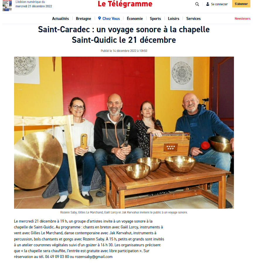 [🎷Reprise de la vitalité autour de #StQuidic]

⛪ Ravi de cette animation du 21-12-2022 à la chapelle de St-Quidic à #StCaradec.

📹Reportage vidéo sur ces anciennes festivités autour de cet oratoire du XVIIe siècle situé tout près de #StConnec :
youtube.com/watch?v=ioDGc4…
#Loudéac
