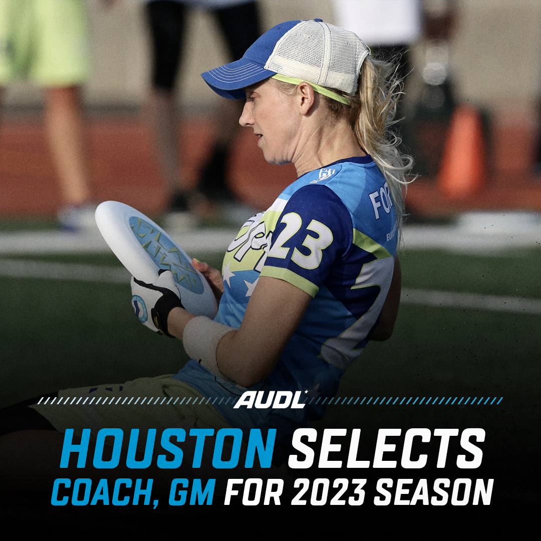 watchUFAtv's tweet photo. Houston has chosen former Eurostars founder and current PUL player Bex Forth as the team's first head coach, with Sean McCall taking over GM responsibilities for the 2023 season

Full article: https://t.co/I4UCsB3Uzf | #AUDL2023 https://t.co/WaBtPNz5E9
