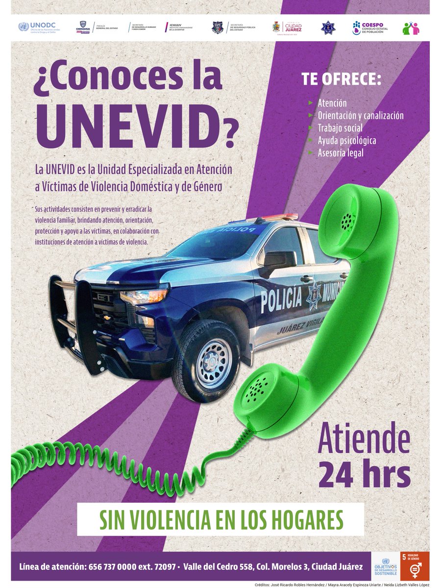 UNODCmexico's tweet photo. #AgentesDeCambio del proyecto de Fortalecimiento y Vinculación entre Juventudes e Instituciones de Seguridad Pública en #CiudadJuárez elaboraron cartel para informar sobre la actuación del personal 1er respondiente de la unidad @Jrzsspm en casos de violencia basada en género. https://t.co/AbMiQwZxOP