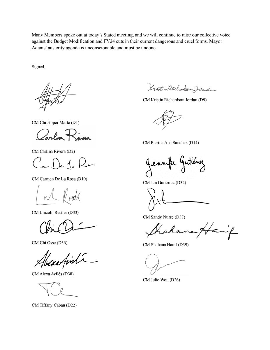 CMShahanaHanif's tweet photo. Full statement from me, @NYCCouncil38, @CabanD22, @CMRestler, @CnDelarosa, @CMSandyNurse, @CMJenGutierrez, @CMChiOsse, @CMCarlinaRivera, @CouncilwomanKrj, @CMPiSanchez , @CMJulieWon, and @ChrisMarteNYC. https://t.co/cKj8OpFUYR