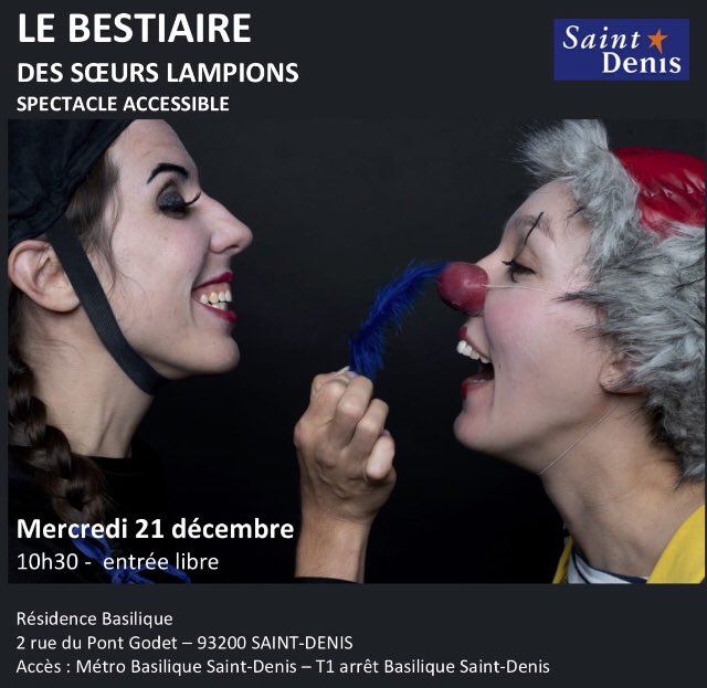 Aujourd'hui Les Sœurs Lampions ont eu le plaisir de jouer pour la <a href="/villesaintdenis/">Ville de Saint-Denis</a> dans le cadre du festival #BelHiver.

Un vrai bonheur de réunir des adultes d’un foyer, des jeunes d’un centre de loisirs, des familles avec des enfants TSA, des personnes âgées ! <a href="/seinesaintdenis/">Département de Seine-Saint-Denis</a>