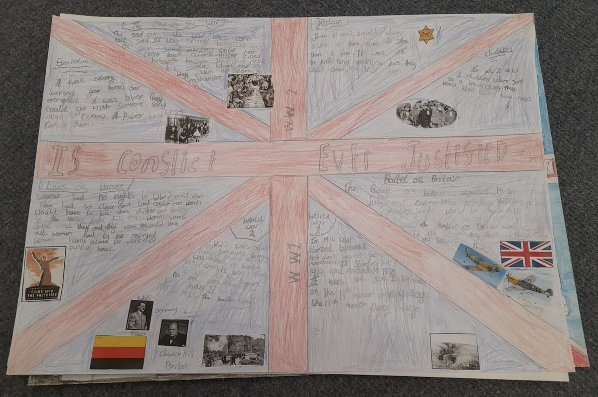BilsthorpeFha's tweet photo. Year 6 showcasing their double page spreads sharing their acquired history knowledge @FhtHistory #curriculum #history #knowledge https://t.co/Yr88CwaKR0