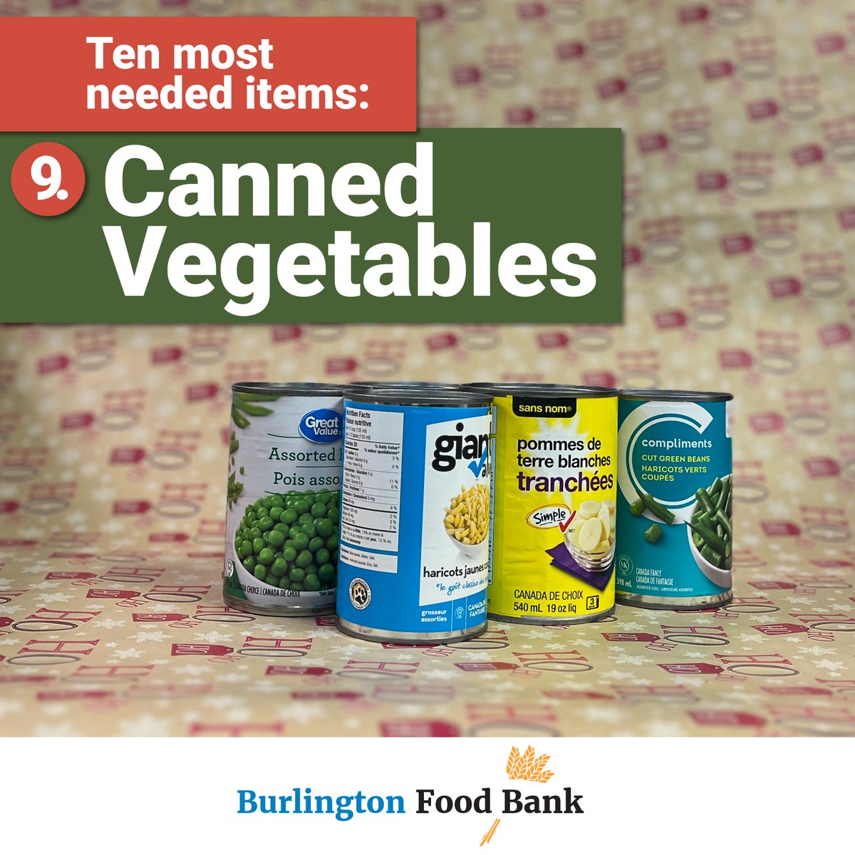BurlFoodBank's tweet image. #9 on our Ten Most Needed Item list is Canned Vegetables. They are a great way to add flavour, colour and nutrients to pasta, soups, chilli and variety of other meals. 

#mostneededitems #FoodBank  #tistheseason #giveback #BurlingtonFoodBank