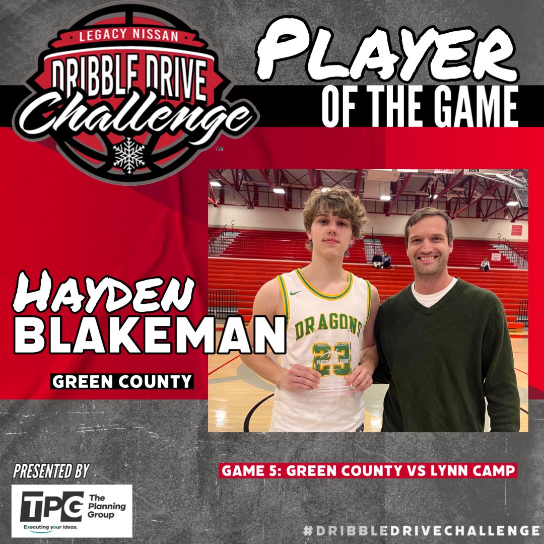 Congratulations to Game 5 Player of the Game - Hayden Blakeman from Green County presented by Zac Smith from The Planning Group. Outstanding job, Hayden! #dribbledrivechallenge