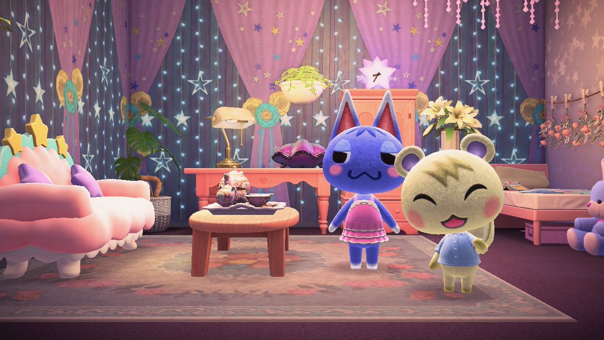 FroncedaBrenda's tweet photo. Hoy Minina tenía visita en casa. Su casita va muy a conjunto con ella. 
#AnimalCrossingNewHorizons #AnimalCrossing #ACNH #NintendoSwitch https://t.co/XD6YSf7yot
