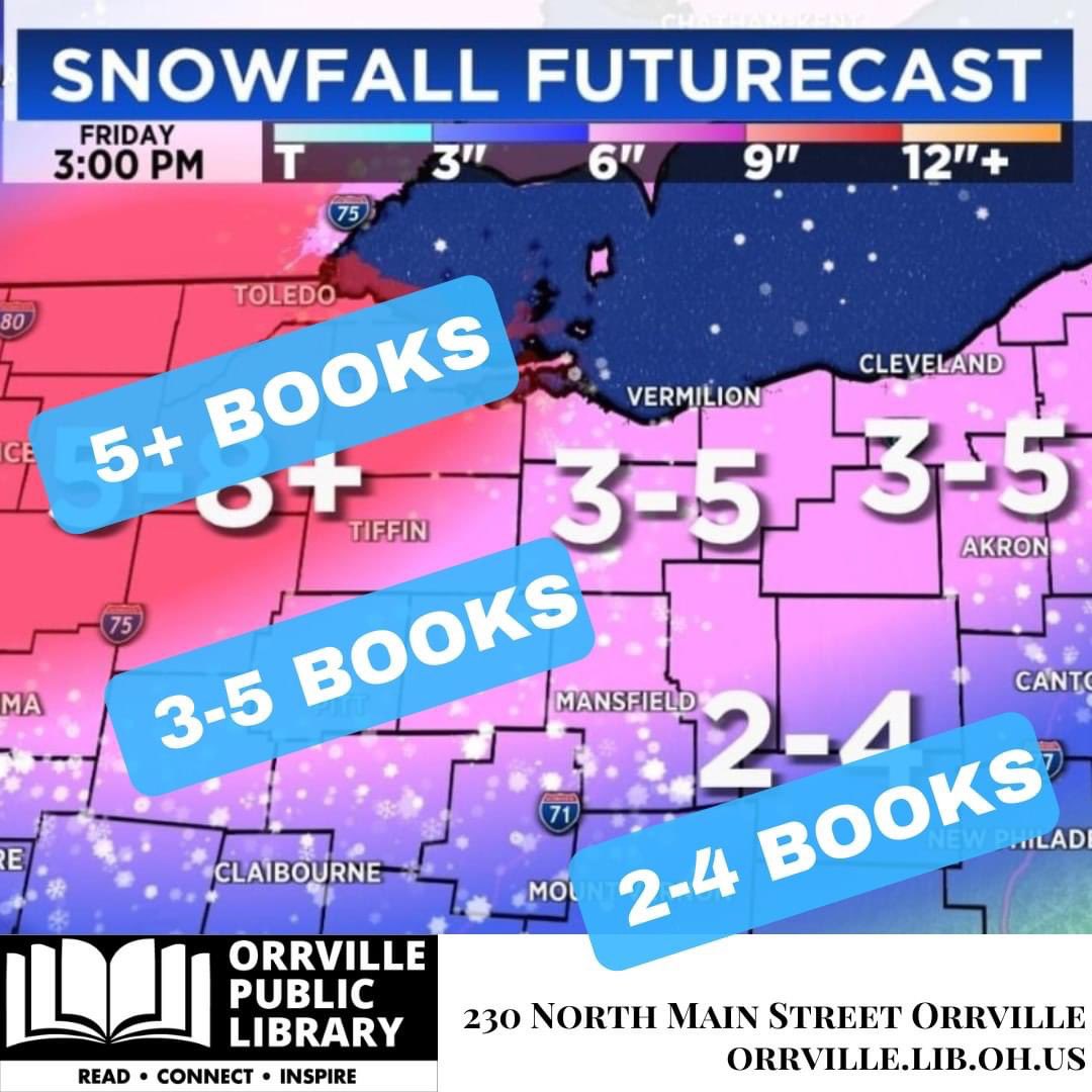 OrrvilleLibrary's tweet photo. If you're taking suggestions from Elliott, you should stop in &amp; check out at least 3-5 books to get you through the holiday weekend. 🌬☃️ https://t.co/rrm39NGf9Q