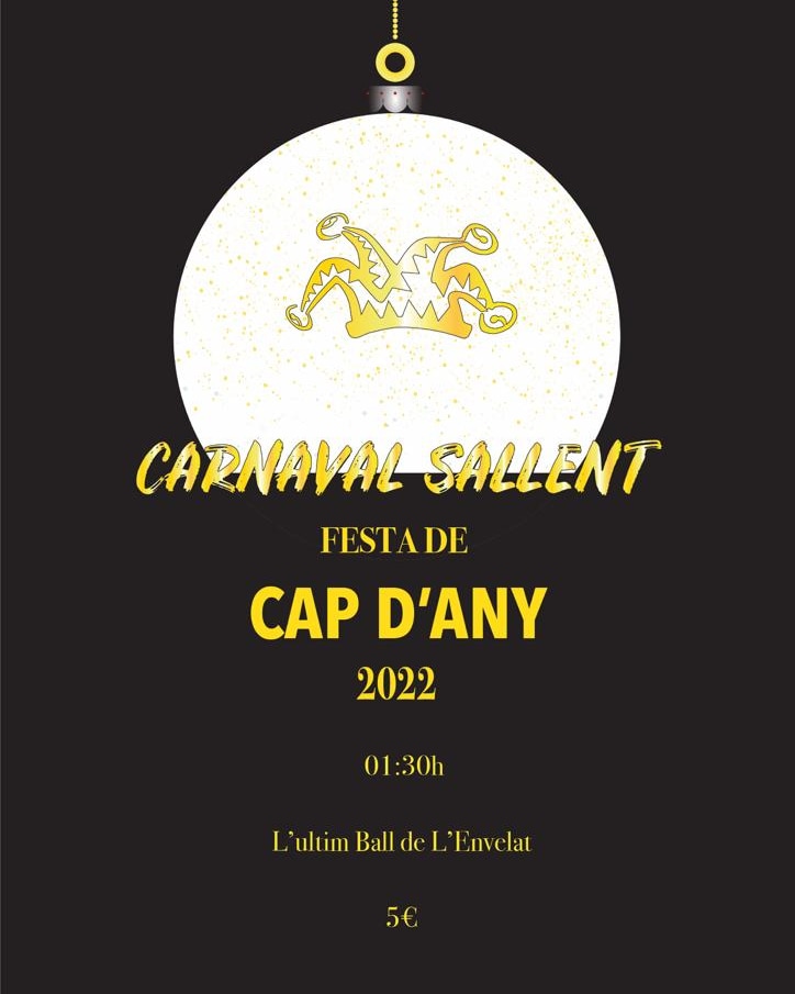 🪩 CAP D'ANY 🪩

🎉 Us esperema l'envelat de Sallent per celebrar de la millor manera l'entrada d'any.

🥳 I parlant d'entrades, només costarà 5€!! i tot perquè puguem gaudir cada any del millor Carnaval de la Catalunya Central