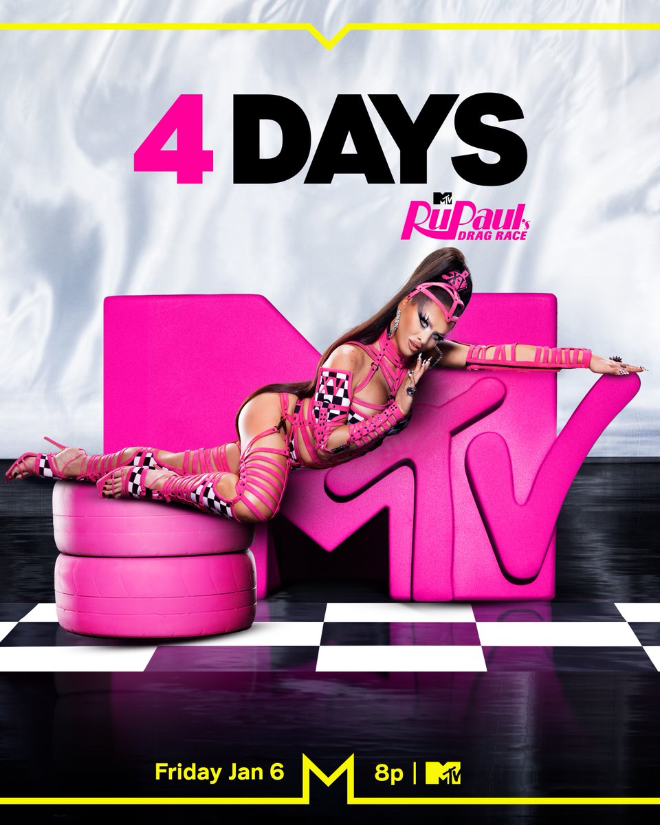 RuPaulsDragRace's tweet photo. Vroom vroom, honey! 🏁 

ONLY 4️⃣ DAYS until #DragRace Season 15 premieres, Friday at 8/7c – NOW ON @mtv! 🤩💅 @sashacolby https://t.co/3inH4KcXww