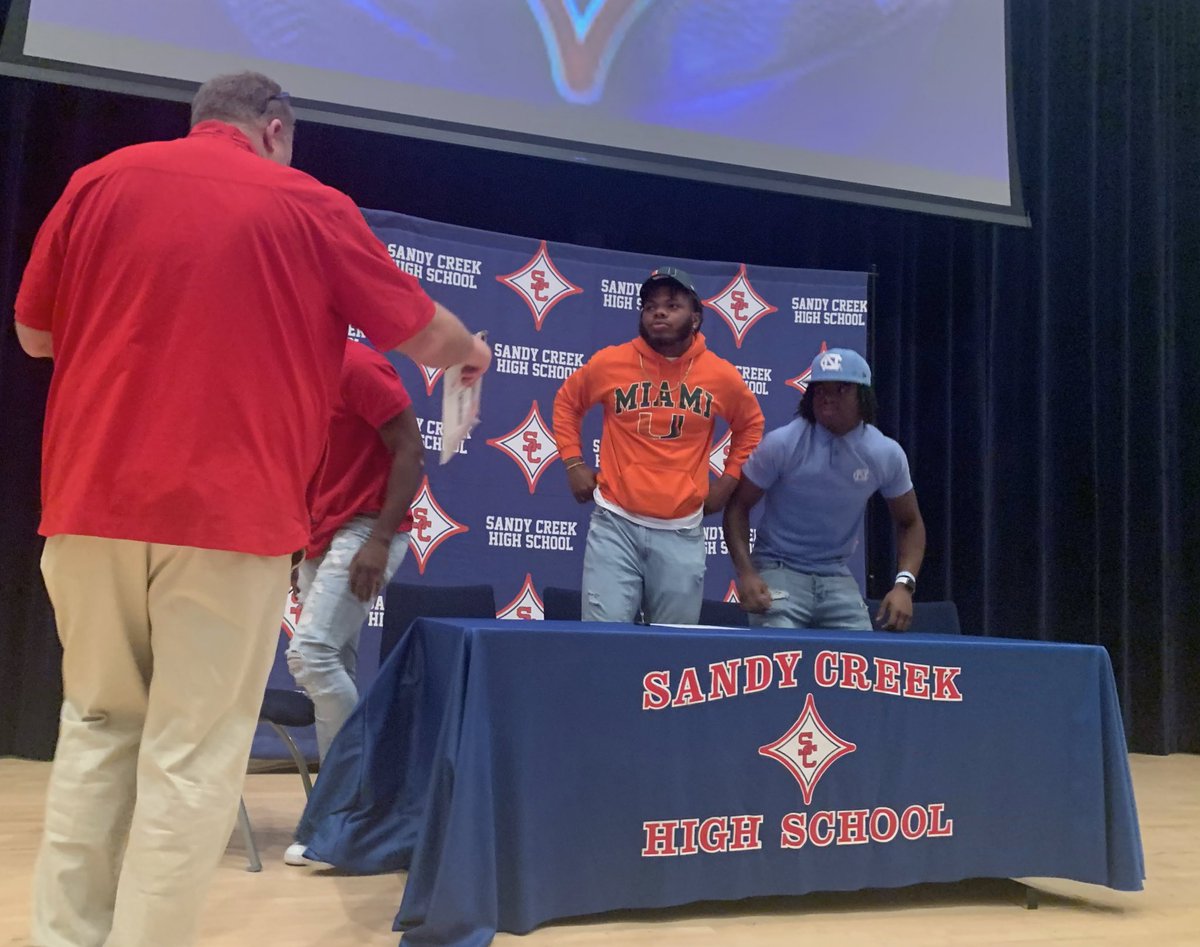 Luke Winstel (@lukewinstel) on Twitter photo Congrats to the trio of 3A state champions from <a href="/SCHSPatriots/">Sandy Creek Football</a> that signed to play college football earlier today:
- 4⭐️ <a href="/kaleb22cost/">K2</a> (#UNC)
- 3⭐️ <a href="/MarcelliusP8/">Marcellius Pulliam</a> (#Miami)
- <a href="/TurnUpTravis/">Travis Franklin Jr🥷🏾</a> (#JacksonvilleState)
📸 sent in from <a href="/marc_stampley/">Marc Stampley ll</a> Congrats to the trio of 3A state champions from <a href="/SCHSPatriots/">Sandy Creek Football</a> that signed to play college football earlier today:
- 4⭐️ <a href="/kaleb22cost/">K2</a> (#UNC)
- 3⭐️ <a href="/MarcelliusP8/">Marcellius Pulliam</a> (#Miami)
- <a href="/TurnUpTravis/">Travis Franklin Jr🥷🏾</a> (#JacksonvilleState)
📸 sent in from <a href="/marc_stampley/">Marc Stampley ll</a>