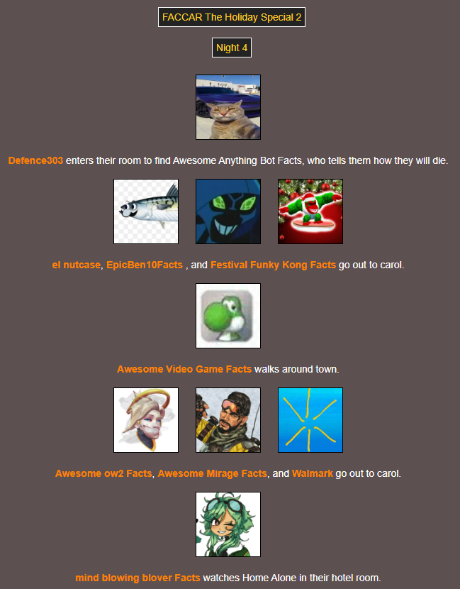 TrinityO5_'s tweet photo. On night 4 @RoR2_facts eliminates @bontesticle from the race! #FACCAR https://t.co/25SGcaaVZN