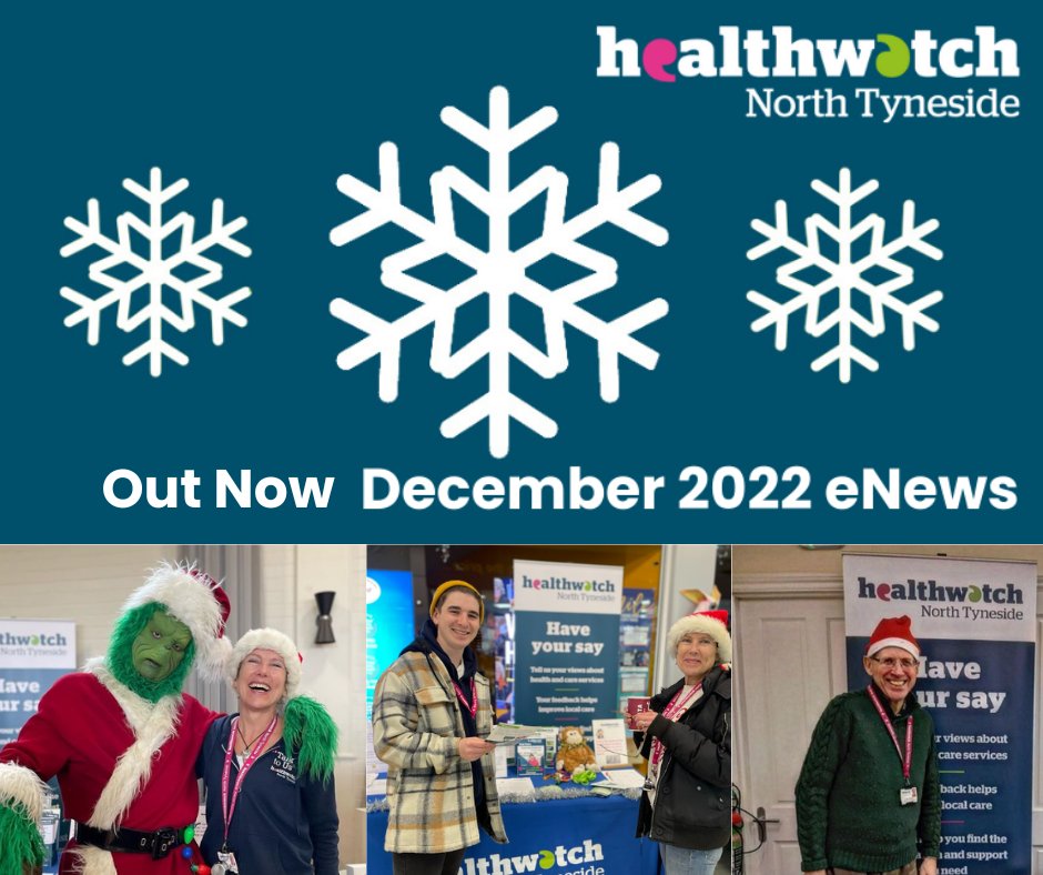Our December <a href="/HWNTyneside/">HealthwatchNTyneside</a> eNews is OUT NOW!

Read the latest news and information about Healthwatch, #health and #socialcare in #NorthTyneside, and beyond

Find it here: healthwatchnorthtyneside.co.uk/news-events/ne… where you can also sign up so you get the next edition straight to your inbox