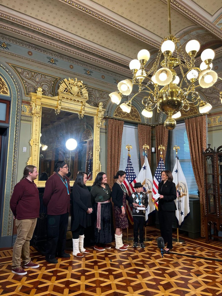 NEHchair's tweet photo. What an honor to be sworn in as NEH Chair with my Navajo Bible by @VP Harris.

I was thankful to be surrounded by family and have them bear witness to such a joyous ceremony. https://t.co/DWSCzzIsWD