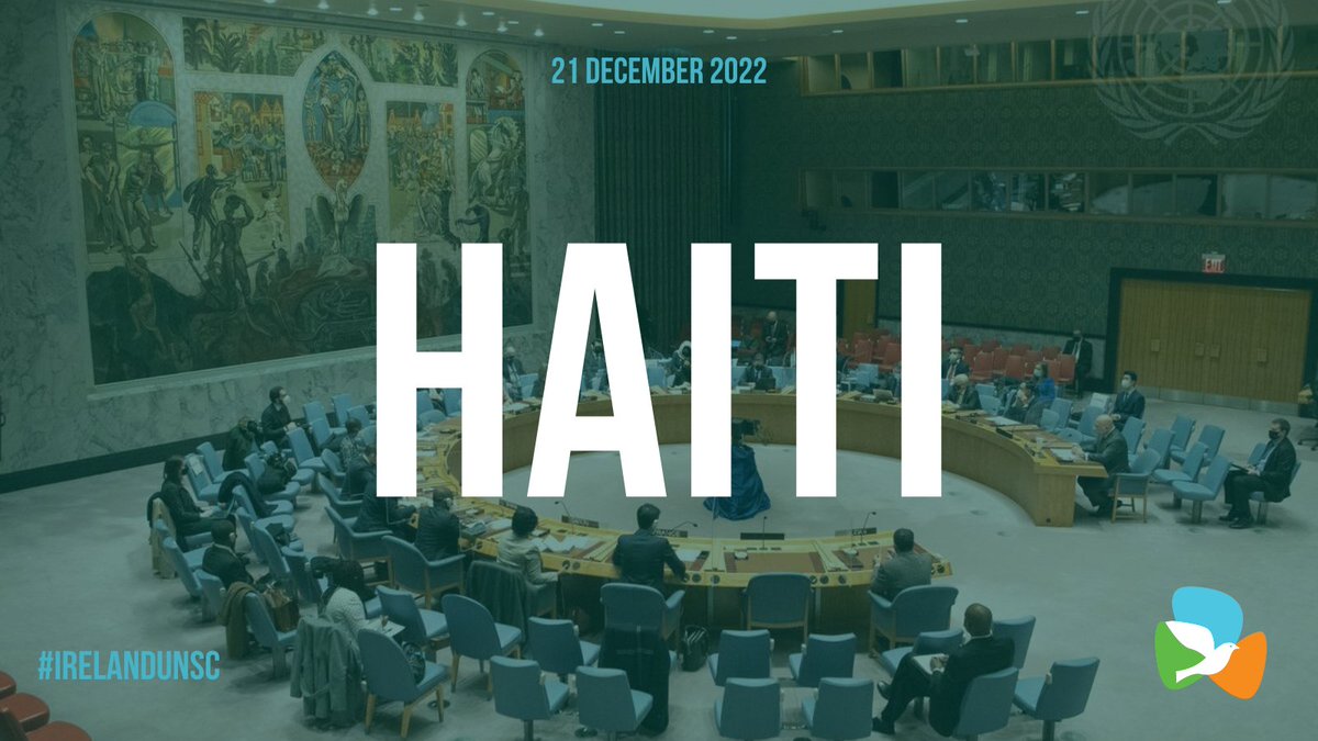 Today, the #UNSC is briefed by SRSG La Lime, <a href="/AminaJMohammed/">Amina J Mohammed</a> &amp; <a href="/kimives13/">Kim Ives</a> on the situation in #Haiti.🇭🇹

Ireland condemns the onslaught of gangs against the Haitian people.

A sustainable &amp; inclusive political solution is urgently needed to end the suffering of Haitians.
