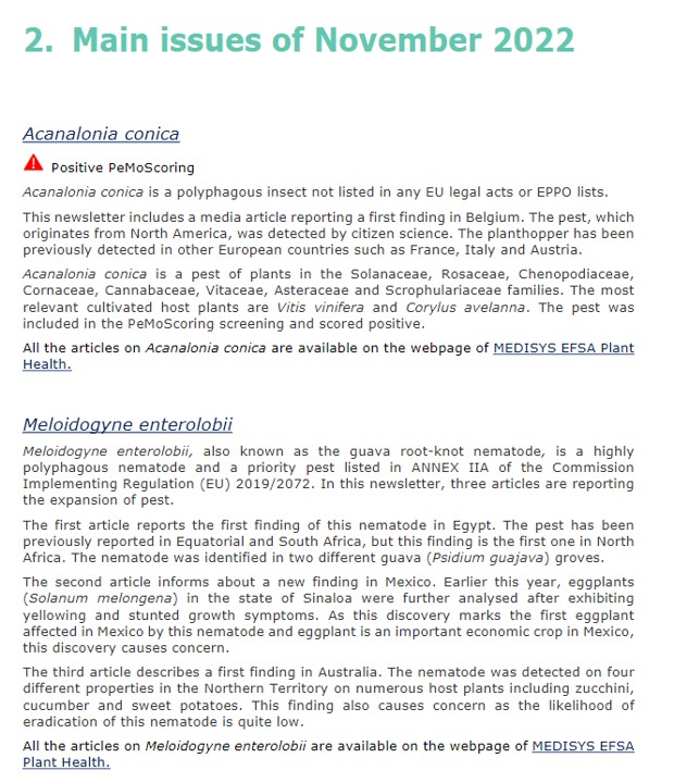 Plants_EFSA's tweet photo. The last @EFSA_EU #PlantHealth Newsletter on #HorizonScanning is #availablenow 
at https://t.co/wIuv9aBOgn

you will find there the results of scientific and media monitoring for 1-31 October. 
🪲🍅🦠🍇

#ToLCNDV #Acanalonia #Meloidogyne
thanks to #Medisys by @EU_ScienceHub https://t.co/EQe3L5KavX