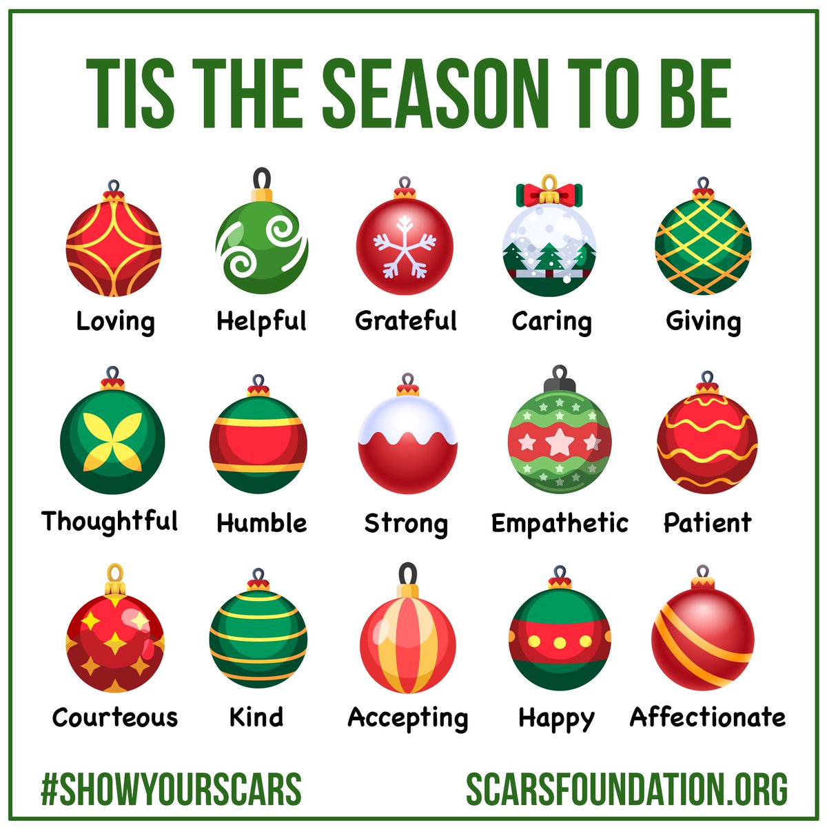 ScarsFoundation's tweet image. Remember, you never know what someone is going through. Let’s practice being kind to others this holiday season. Which ornament(s) are you choosing? 🎅🏻🎄❤️

#ShowYourScars #ScarsStrong #Holidays #MentalHealthAwareness #MentalHealthMatters #MentalHealth #Godsmack #ScarsFoundation