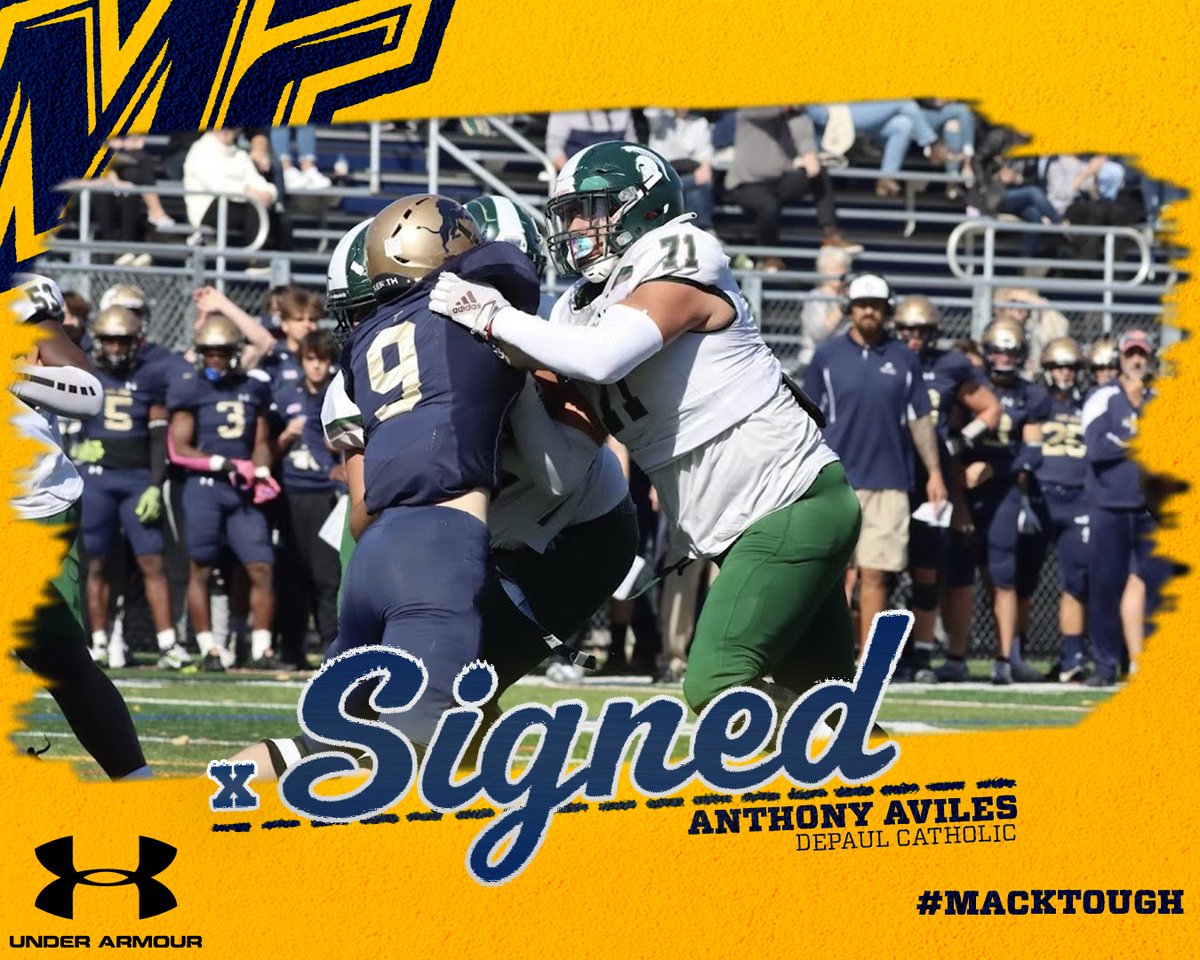 Merrimack_FB's tweet photo. A rugged mauler from Jersey powerhouse @dpfootball  @CoachCamp01 #NFAC #MackTough https://t.co/U34biW8ZIE