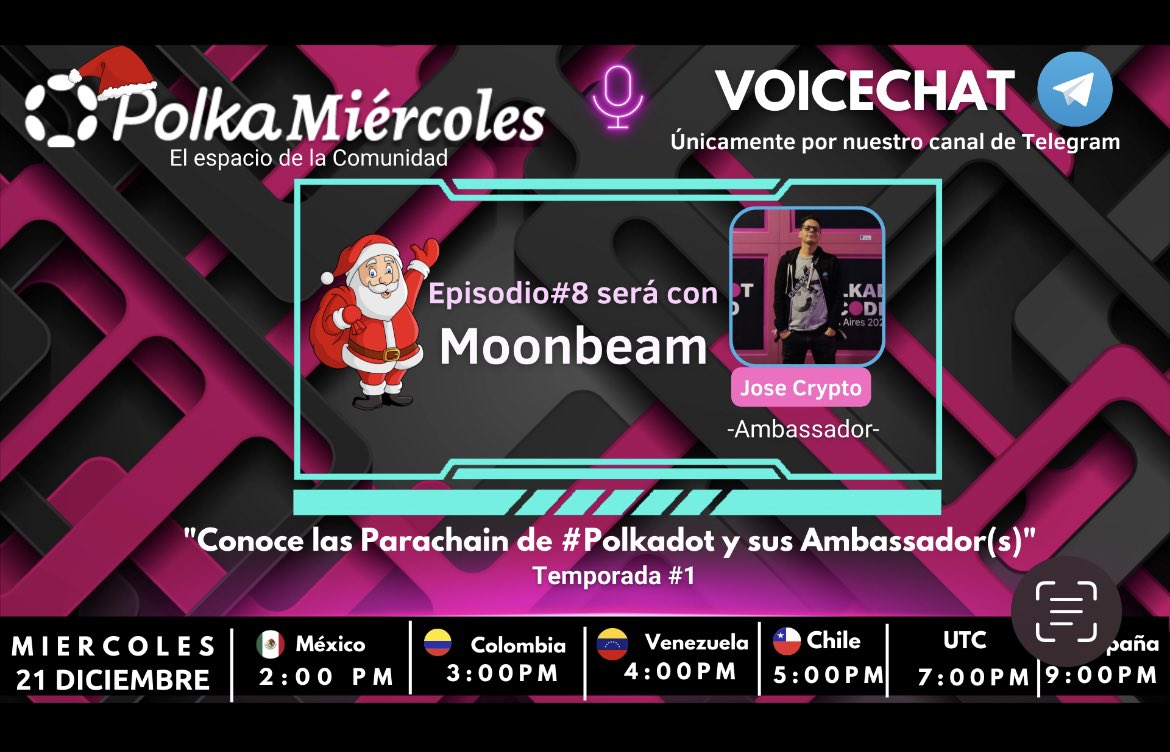 Ste_always's tweet photo. #PolkaMiercoles hoy con #Moonbeam de la mano del Ambassador @J0seRafael12 Acompáñanos en nuestro episodio navideño 🪅 Únicamente por nuestro canal de Telegram https://t.co/igQsiaOQJl @PolkadotEspanol https://t.co/qwAIFdHfiN