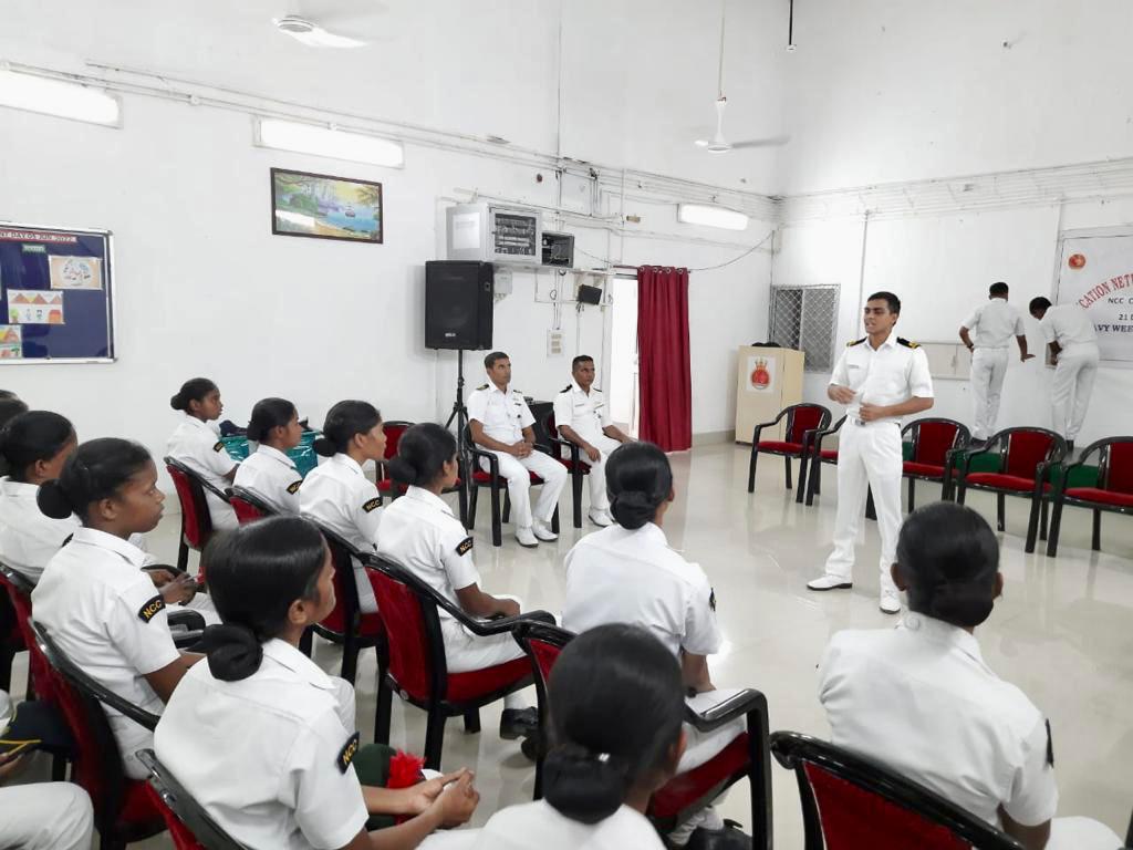 AN_Command's tweet photo. #NCC #PortBlair cadets visited Naval Communication Centre wherein they were familiarised with latest trends in communication technology. 
A #CyberSecurity and social media awareness lecture was also conducted to encourage adoption of #CyberHygiene.
@HQ_DG_NCC
@indiannavy https://t.co/bh4C3EvlKU
