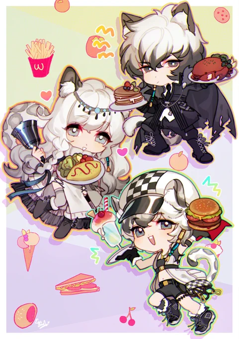Chibis for fun  Arknights's feline siblings and some foods this time    #Tidbits #RhodesKitchen 