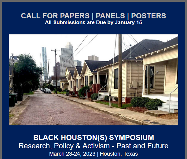 oJaison's tweet photo. Black Houston(s): Research, Policy &amp; Activism Past &amp; Future(s) on March 23-24, 2023.

Who's submitting? Who's attending? @valchanelle @uyive_ @SecundaJoseph @jonubian @yobholmes @ShesGonnaHaveIt @LoyceGayo  https://t.co/tuz05Irvs8 https://t.co/BwAg81Nci1