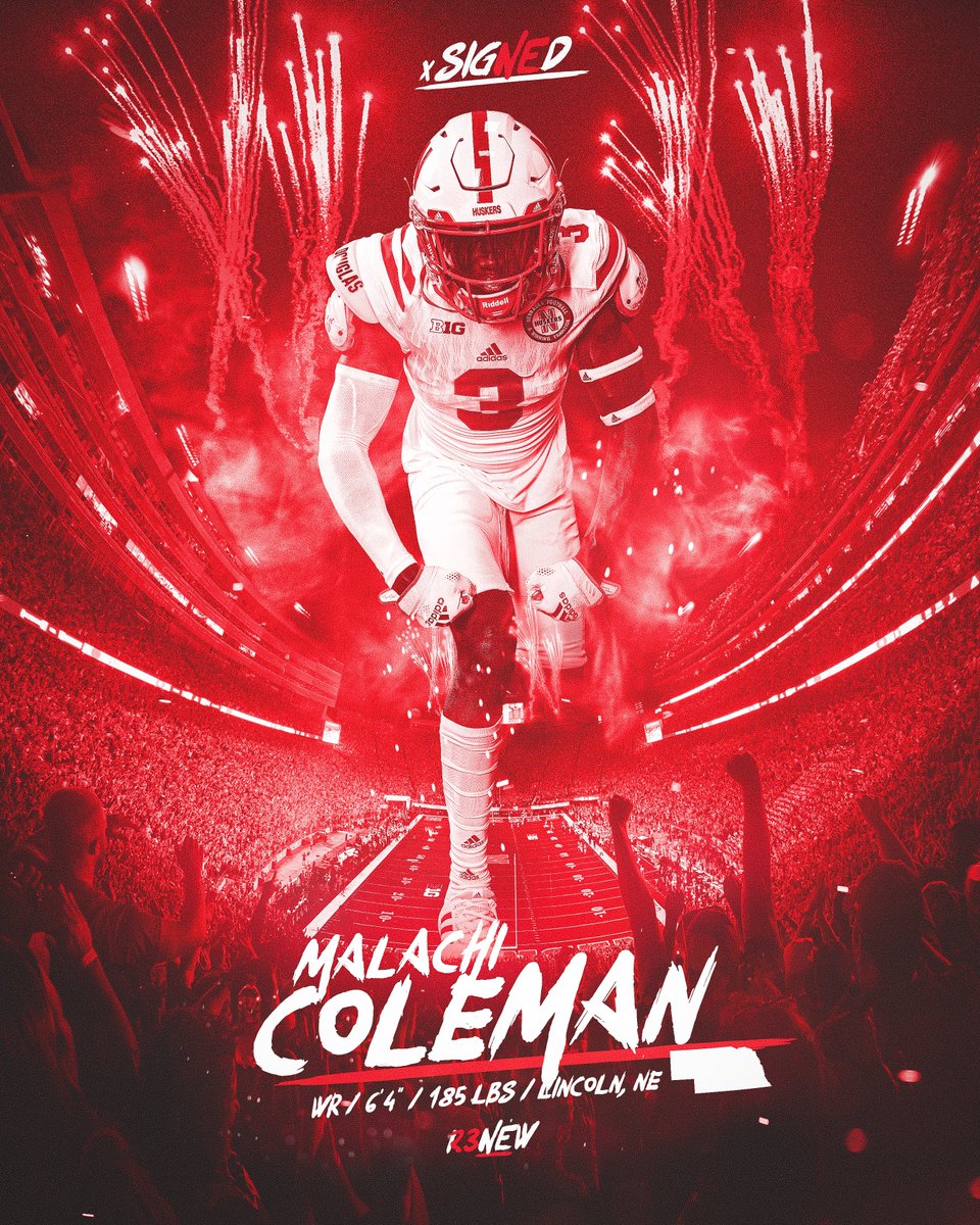 HuskerFootball's tweet photo. PUTTING ON FOR HIS STATE.

The #1 prospect in Nebraska is officially a Husker.

@ChiColeman23 x #RENEW23 https://t.co/DZeqFHNKnh