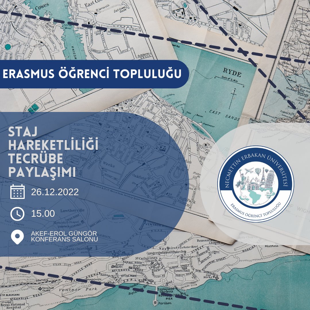 Herkese merhaba, beklenen tecrübe paylaşımı etkinliğimiz ile sizlerleyiz. Aklınıza takılan soruları, süreç hakkında merak ettiklerinizi sormak isterseniz 
🗓️26 Aralık Pazartesi
🕒15.00'te 
📍AKEF-Erol Güngör Konferans Salonuna hepinizi bekleriz! 
Erasmus'la kalın 💎