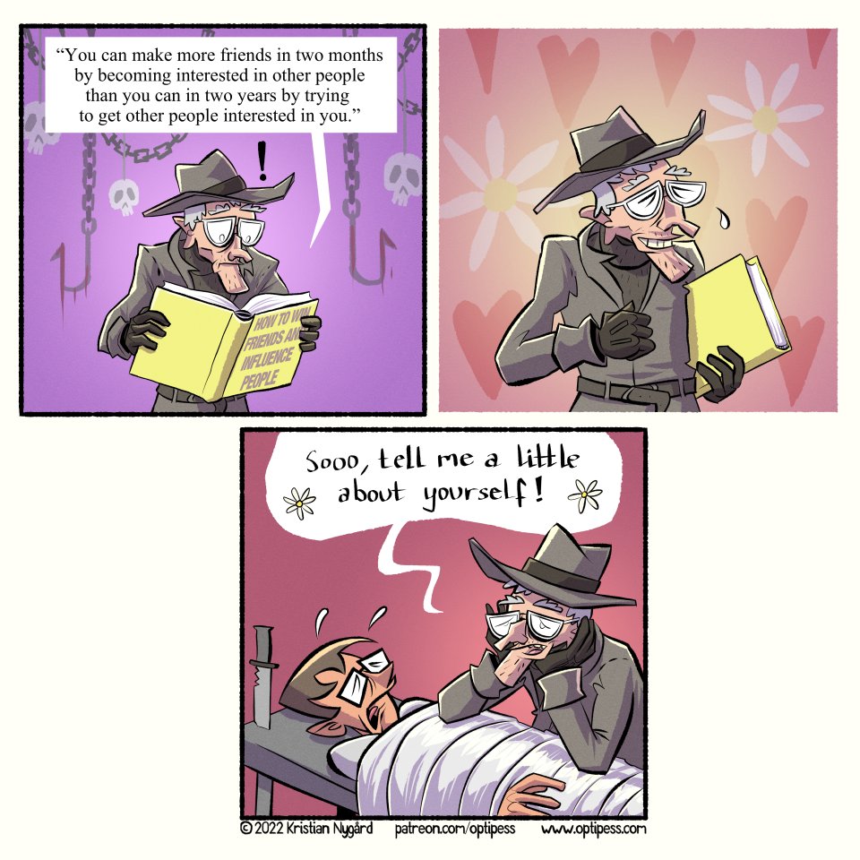 New Optipess comic! 'How to Win Friends' patreon.com/optipess