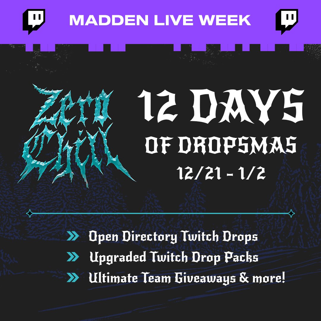 TODAY begins 12 days of dropmas!!!

Here's what's up for grabs:

• 16 total fantasy packs
• earn one daily 82+ OVR fantasy pack on weekdays
• earn two daily 82+ OVR fantasy packs on weekends
• giveaways from your favorite creators!!!!!
#Madden23

twitch.tv/LionsDenII72