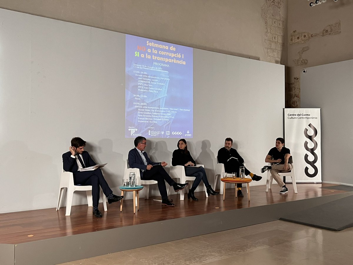 Jornades ‘NO a la corrupció SÍ a la Transparència’: Transparència i bon govern. Periodisme, fake news i fact-ckecking.

<a href="/AEGAP_Valencia/">AEGAP</a> 
#CCCC #AgitacióCultural