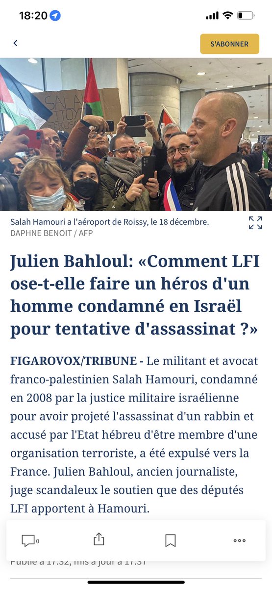 julienbahloul's tweet image. Comment auriez-vous réagi si un fiché S accusé d'avoir préparé le meurtre d'un curé français avait été accueilli en héros à l'aéroport d'Alger? 

C'est ce qui s'est passé à l'aéroport de Paris.
Voici ma tribune dans Le Figaro sur ces députés LFI et Hamouri
lefigaro.fr/vox/politique/…