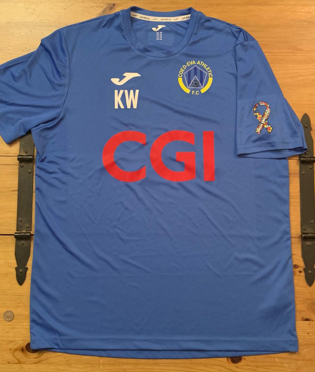 CoedEvaAFC's tweet photo. Our new Management (Yellow) and Players (Blue) club tops with the Autism Awareness logo on the sleeve. 
Big thanks to CGI and Hayley Davies for the sponsorship🔵⚪️

@CGI_Global @CGI_UKNEWS https://t.co/W4IaDAvnVi