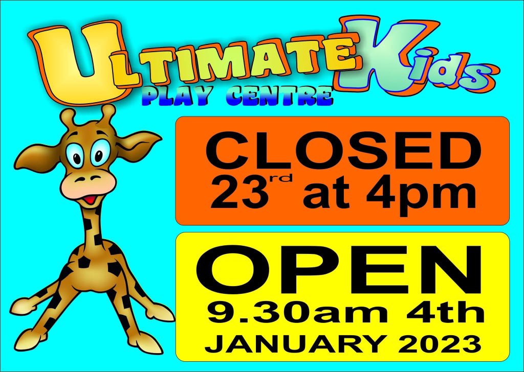 KidsUltimate's tweet photo. Closing at 4pm on 23rd
OPEN in 2023 on 4th January.. thanks to everyone for your friendship and support https://t.co/P1T3TCU8w0