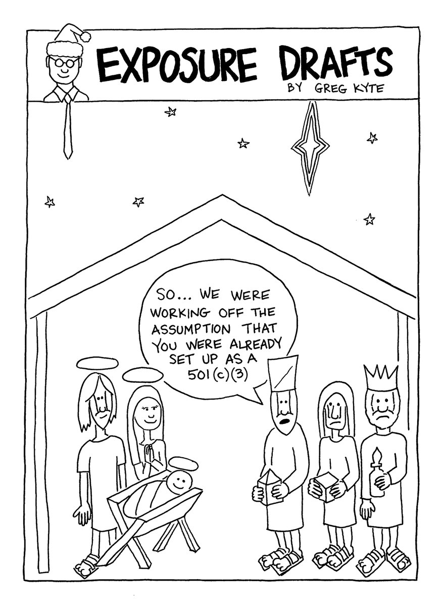 gregkyte's tweet photo. Fortunately, the Three Wisemen were able to deduct their mileage to and from Bethlehem.
Merry Christmas and Happy Holidays from #ExposureDrafts!
#AccountingCartoon #accounting #cartoon #TaxTwitter #tax #taxes #charitablecontribution #mileagededuction #TaxPrep #TaxPreparation https://t.co/aViX344YHf