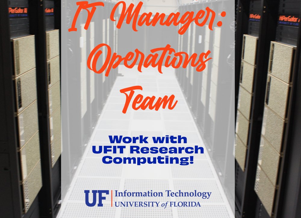 m_gitz's tweet photo. One more position before the holidays ππ!
UFIT Research Computing is also hiring an IT Manager to lead the #operations team! This team keeps #HiPerGator running at top performance!
@GoGatorsUFIT @UF #AIatUF Join Our Team!
https://t.co/IwCjngBIlB https://t.co/vvbCZA6zv4
