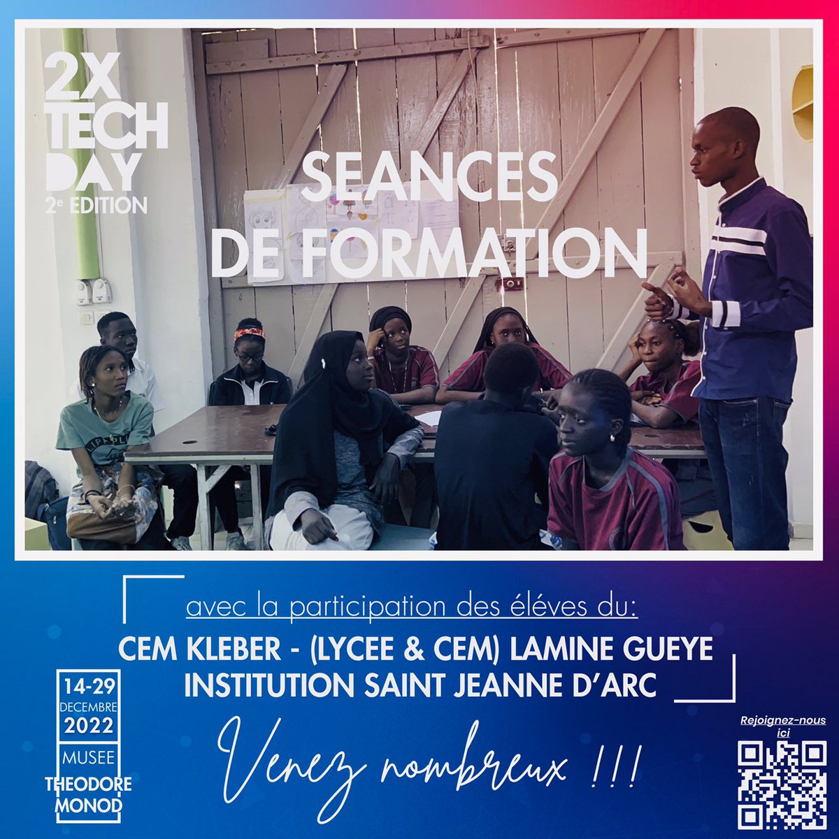 2x_xamxam's tweet image. Les ateliers 2x tech ont démarré avec des écoles. Si vous avez des enfants, frères ou sœurs vous pouvez les inscrire gratuitement à nos formations accélérées en technologie durant ces vacances de décembre:
Formulaire d&apos;inscription sur la bio. #xamxam #2tech #xamxam2x